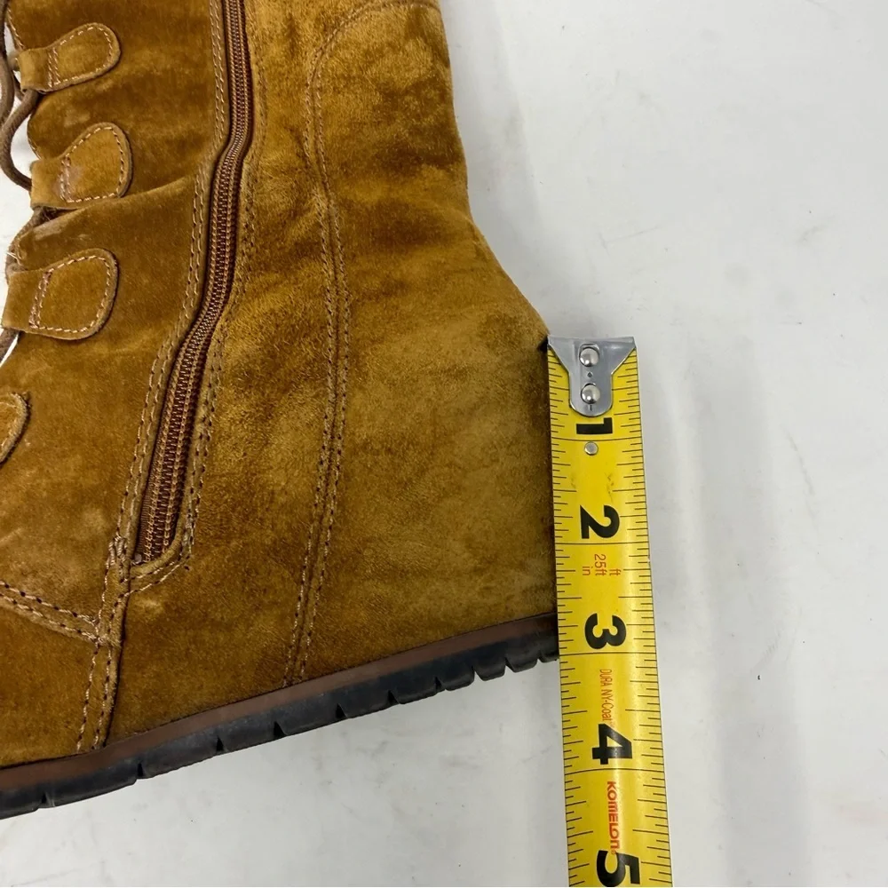 Vtg Baretraps Y2K Tan Genuine Suede Faux Fur Lining Wedge Boots Women’s US 8.5 M - Picture 12 of 15